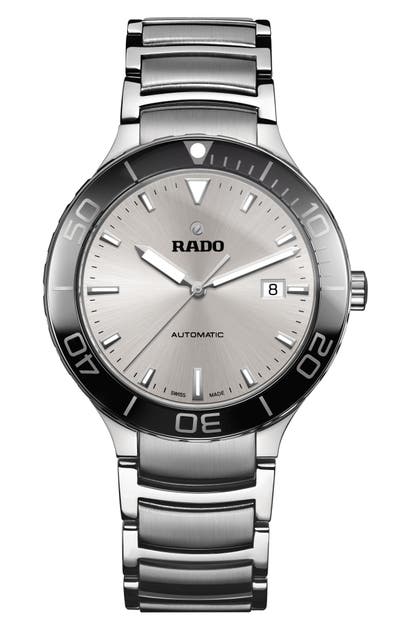 Rado Centrix Automatic Bracelet Watch, 42mm In Silver/ Black