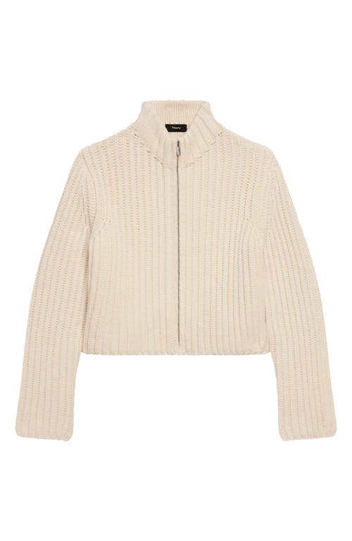 Shop Theory Felted Wool & Cashmere Zip Cardigan In Ivory