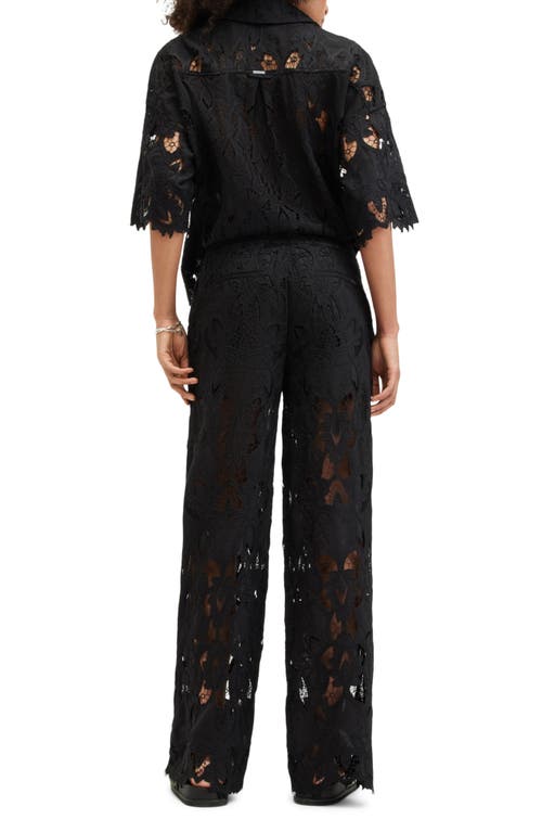 Allsaints Charli Embroidered Straight Fit Pants In Black