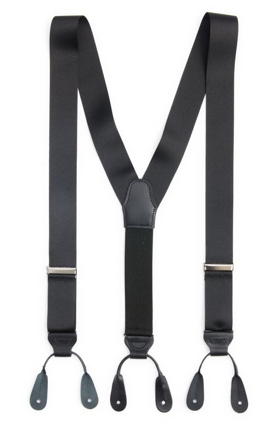 Edward Armah Solid Black Grosgrain Suspenders