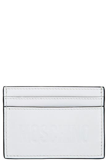Moschino Debossed Logo Card Case In White