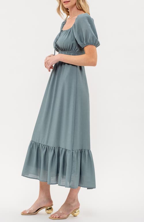 August Sky Square Neck Midi Dress In Light Teal