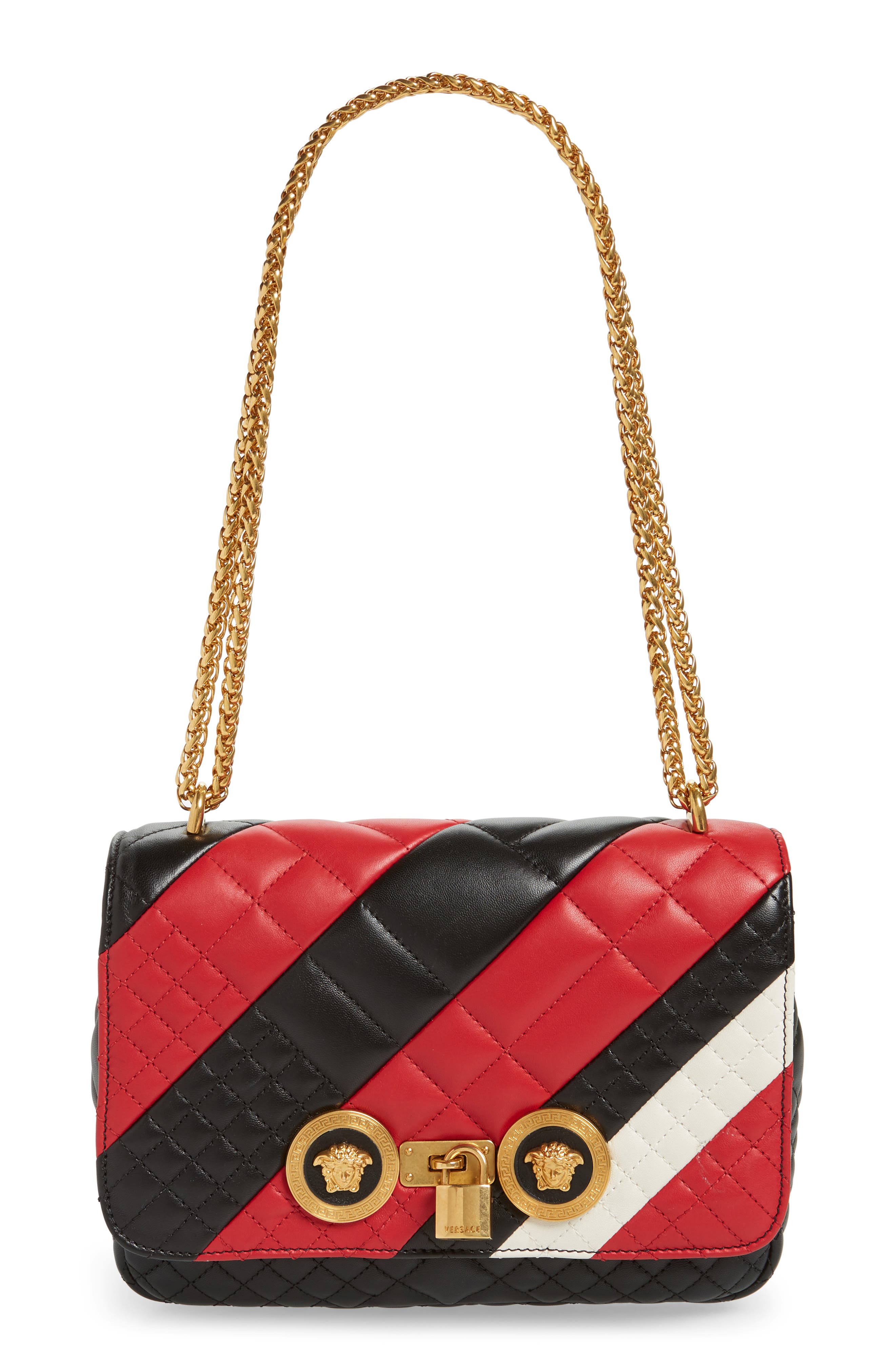 Versace Icon Stripe Quilted Leather Shoulder Bag Nordstrom