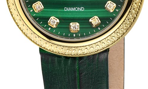 Gv2 Arezzo Diamond Embellished Leather Strap Watch, 33mm In Green