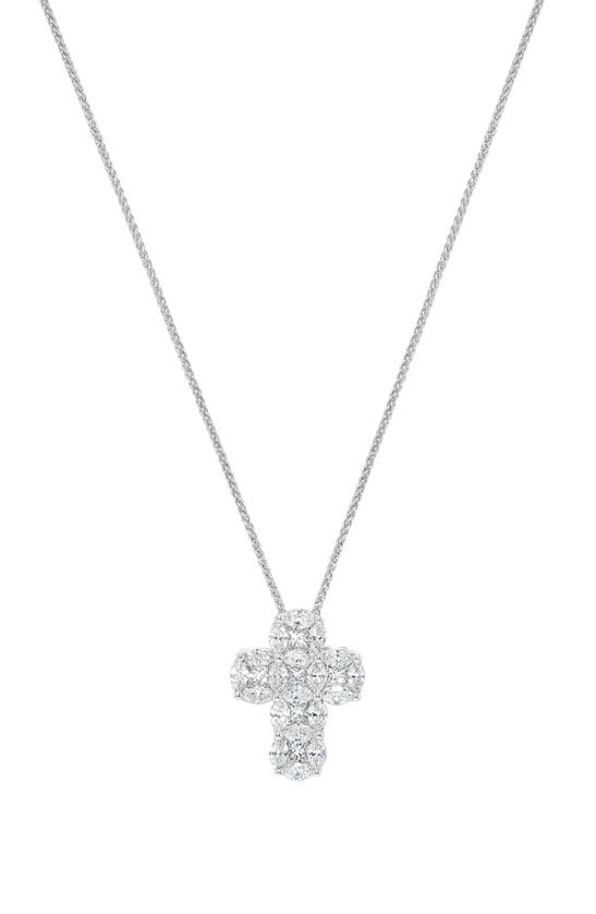 H.j. Namdar 14k White Gold Marquise Diamond Cross Pendant Necklace In Metallic