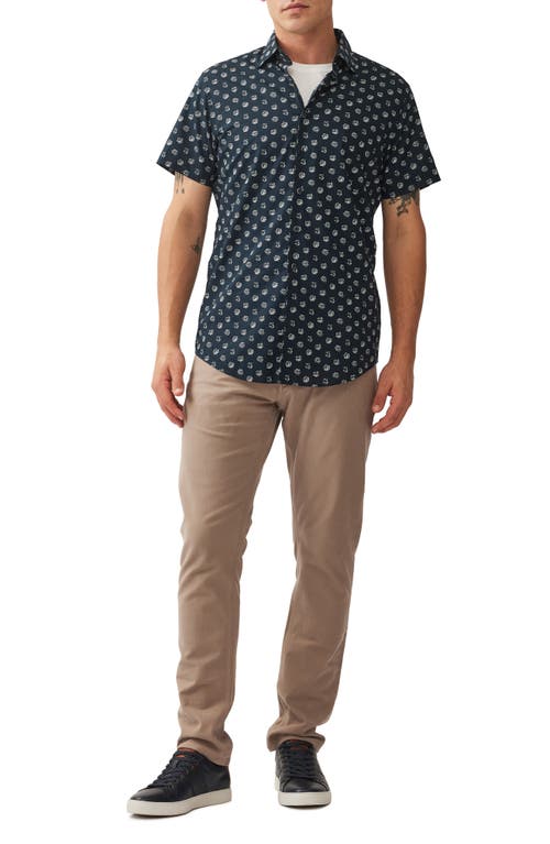 Shop Rodd & Gunn Stockton Sports Fit Floral Short Sleeve Cotton Button-up Shirt In True Navy