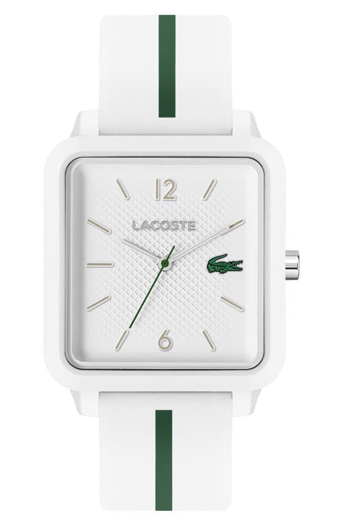 Lacoste Studio Silicone Strap Watch, 36mm in White at Nordstrom