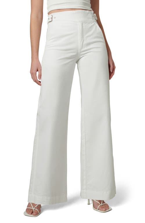 The Double Buckle High Waist Wide Leg Sailor Pants in Optic White