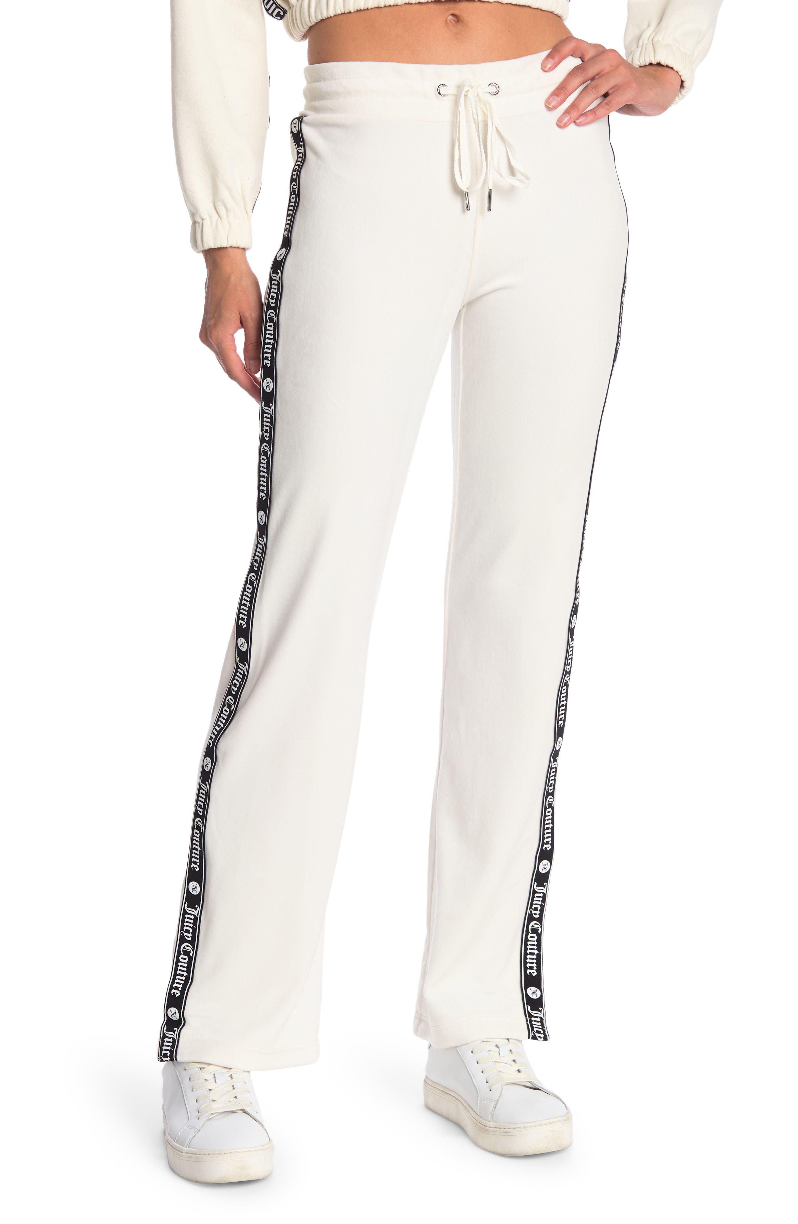 Juicy Couture Velour Drawstring Track Pants In Natural1