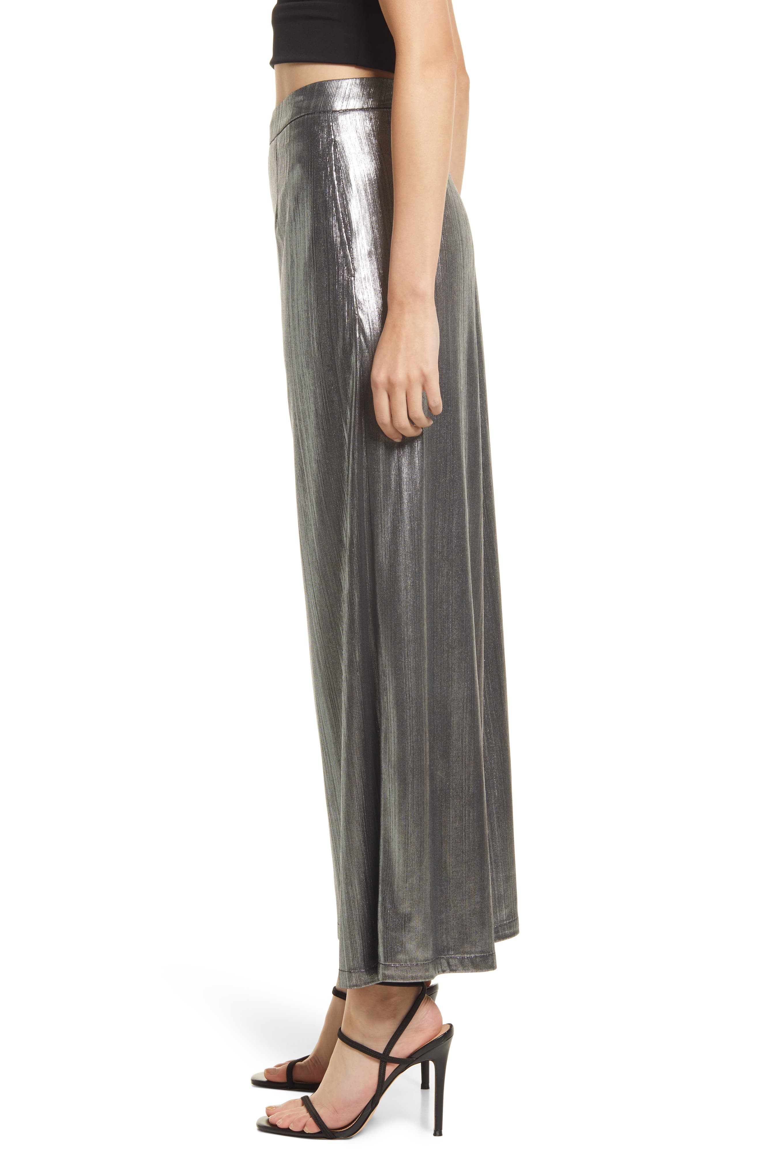 Lulus Space Age Metallic Wide Leg Pants 