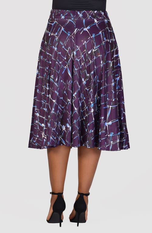 Shop 24seven Comfort Apparel Abstract Print Midi Skirt In Purple Multi