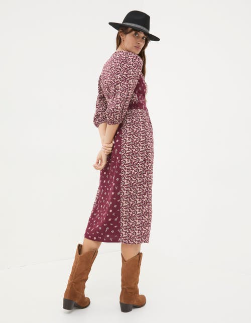 Shop Fatface Kelly Wild Ditsy Midi Dress In Dark Red