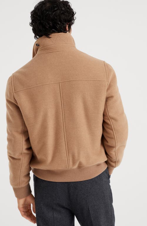 Shop Brunello Cucinelli Lightweight Water-resistant Cashmere Bomber Jacket With Detachable Shearling Inse In Camel