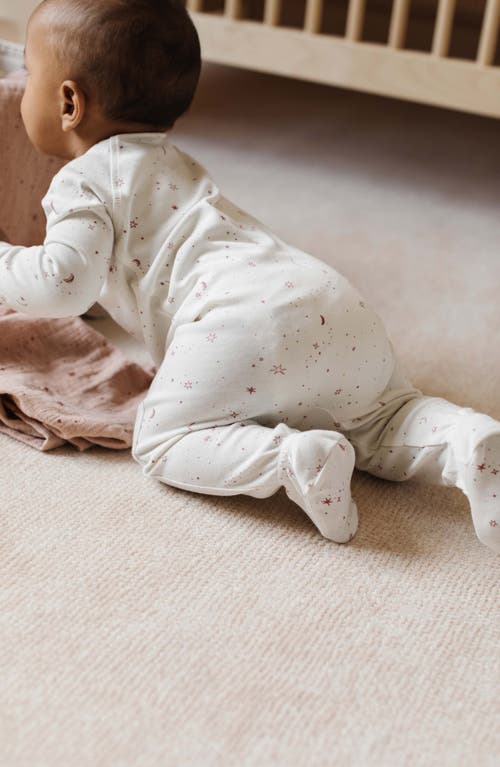 Pehr Stardust Organic Cotton One-piece Pajamas In White/dark Pink