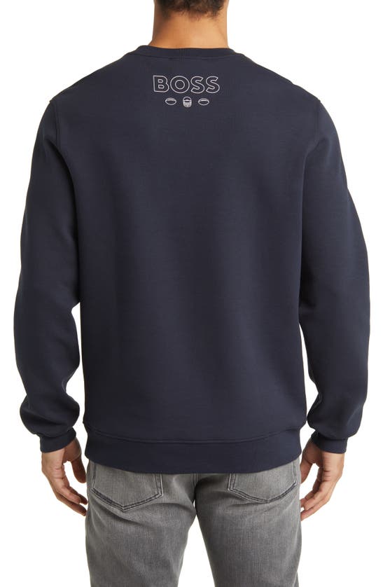 Shop Hugo Boss X Nfl Crewneck Sweatshirt In New England Patriots Dark Blue