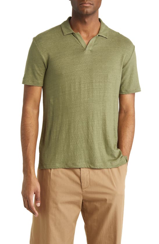 Officine Generale Simon Short Sleeve Piece Dyed Polo In Turtle Green