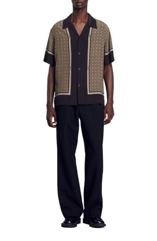 Shop Sandro Short-sleeved Patterned Shirt In Brown