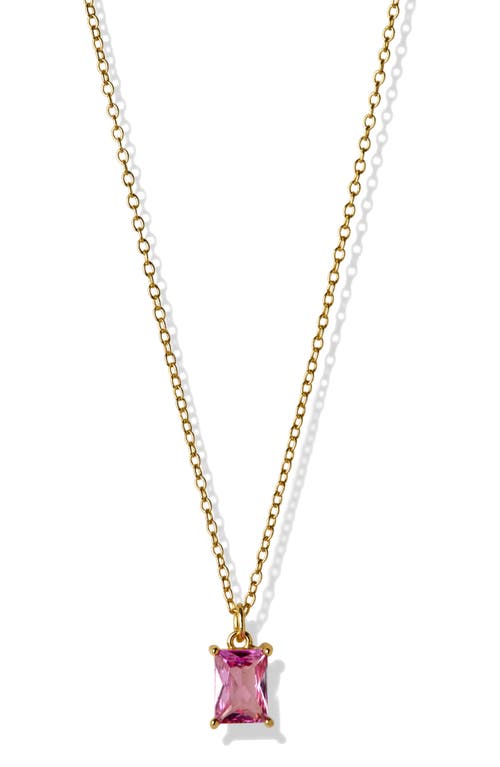 Argento Vivo Sterling Silver Birthstone Pendant Necklace In October/pink