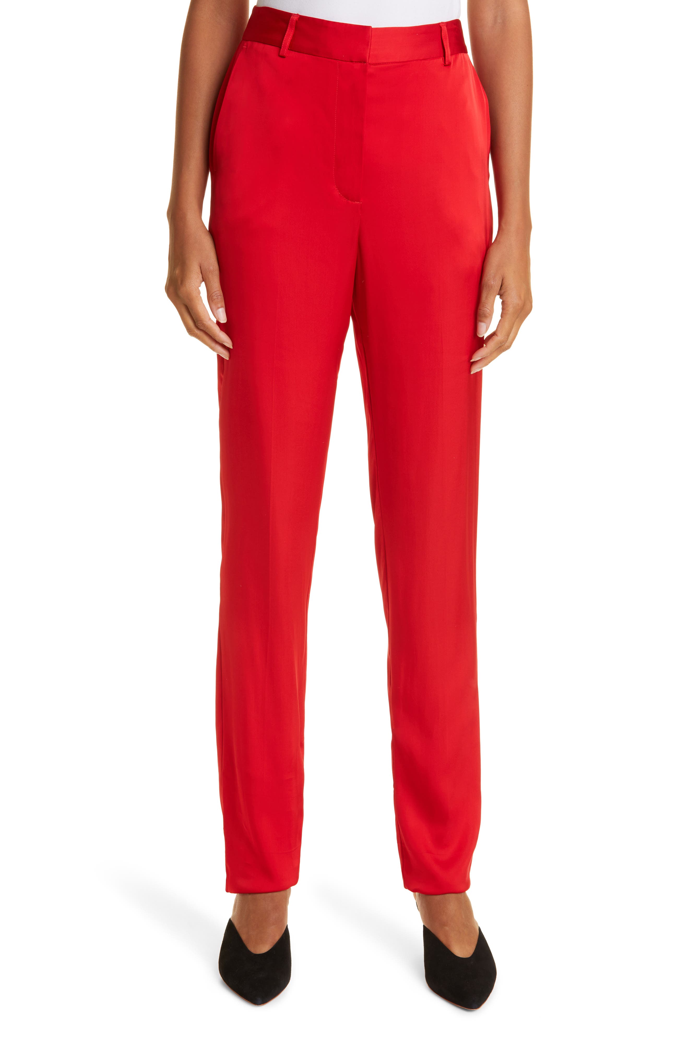 red petite trousers