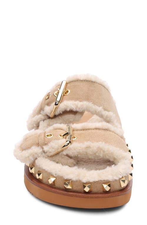 Ash Uma Faux Fur Sandal In Camel/tofu