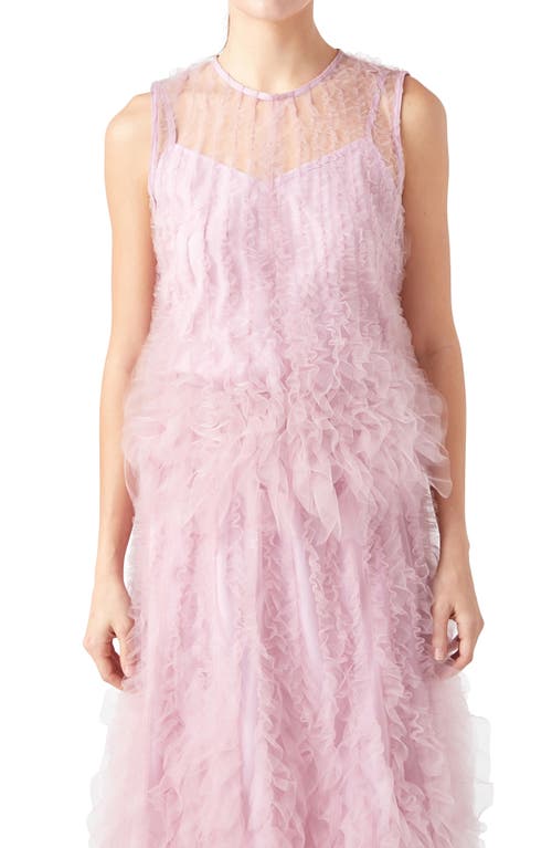 Shop Endless Rose Ruffle Sleeveless Tulle Top In Mulberry