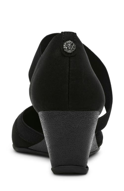 Anne Klein Tiffy Wedge Heel Pump In Black Stretch
