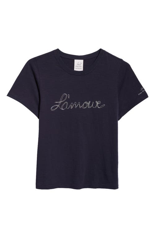 Shop Cinq À Sept Silver Chain L'amour Cotton T-shirt In Navy/white