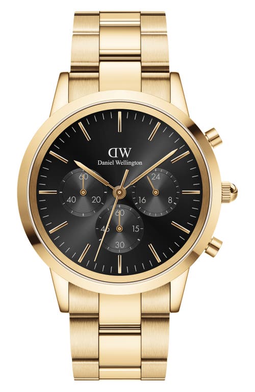 Daniel Wellington Iconic Link Chronograph Bracelet Watch, 42mm in Gold at Nordstrom, Size 42 Mm