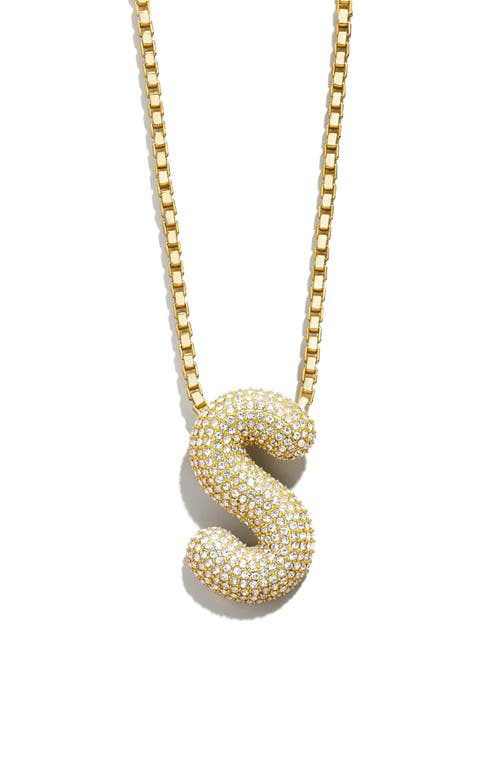 Pavé Crystal Bubble Initial Pendant Necklace in Gold S