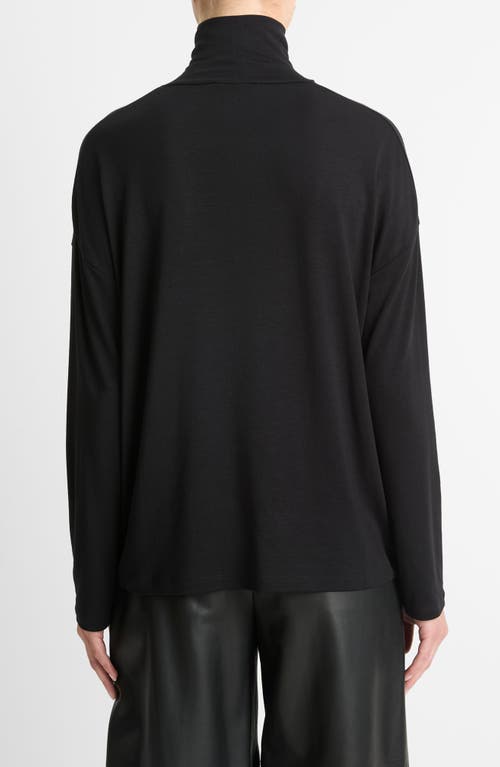 Shop Vince Relaxed Jersey Turtleneck In Black