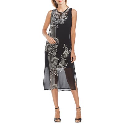 Vince Camuto Ornate Melody Chiffon Shift Dress, Black