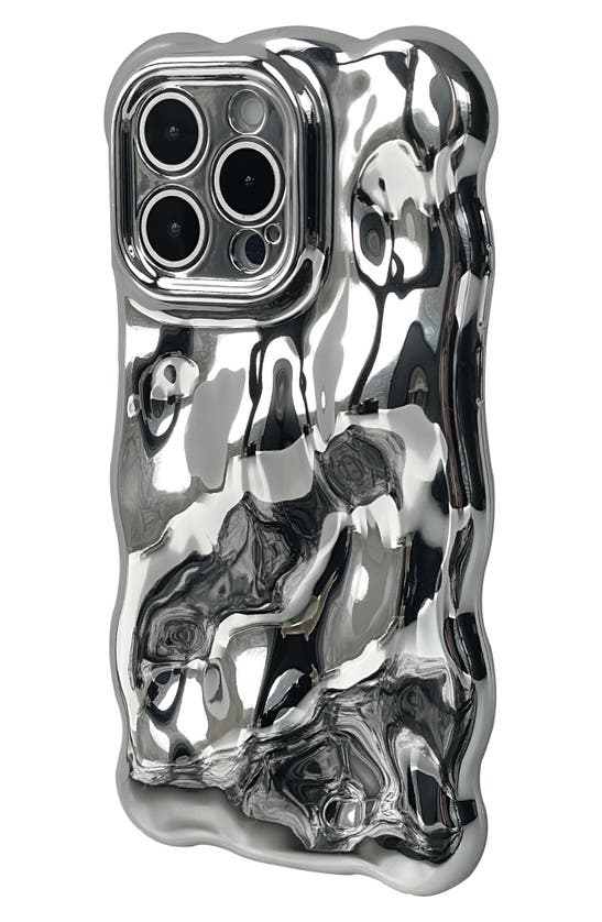 Auramma Chrome Bubbles Iphone 15 Pro Case In Silver