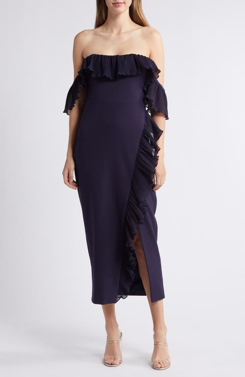 LIKELY Aldave Off the Shoulder Sheath Dress Navy at Nordstrom,