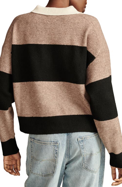 Shop Lucky Brand Rugby Polo Sweater In Brown Falcon Heather