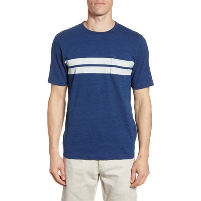 Faherty Twin Stripe Pocket T-Shirt, Blue