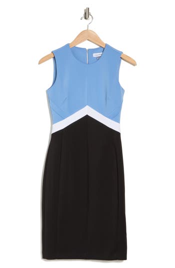 Calvin Klein Colorblock Sleeveless Sheath Dress In Multi