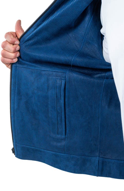 Maceoo Leather & Suede Reversible Jacket In Blue