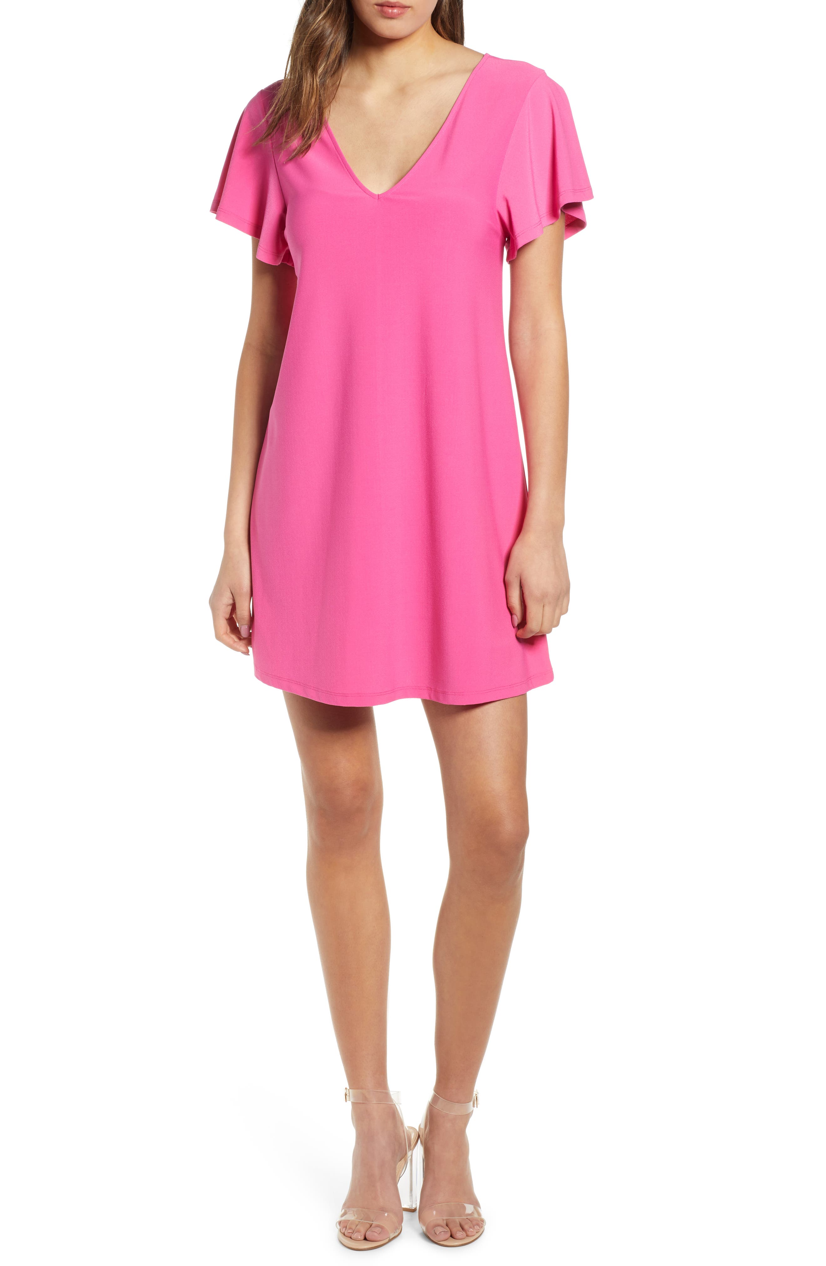 Leith Ruffle Sleeve Shift Dress, Pink