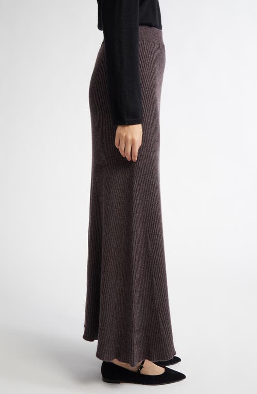 Shop Johnstons Of Elgin Cashmere Rib A-line Sweater Skirt In Dark Russet Marl