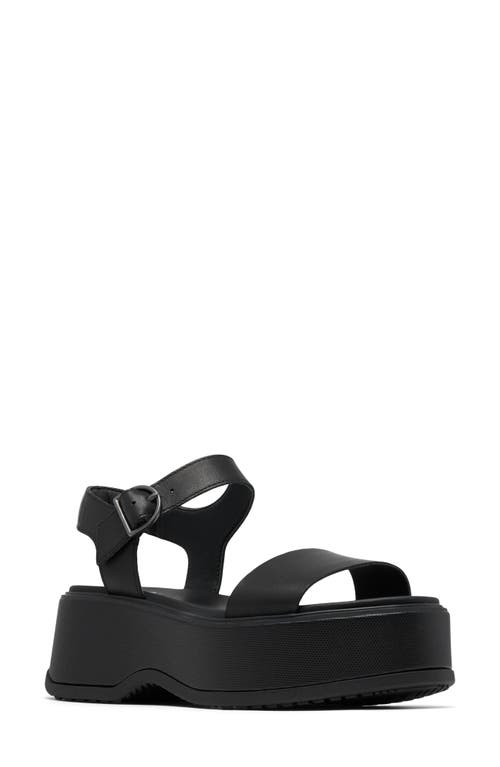 Sorel Dayspring Ankle Strap Platform Sandal In Black/black