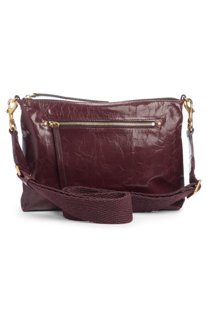 ISABEL MARANT NESSAH LEATHER CROSSBODY BAG - BURGUNDY