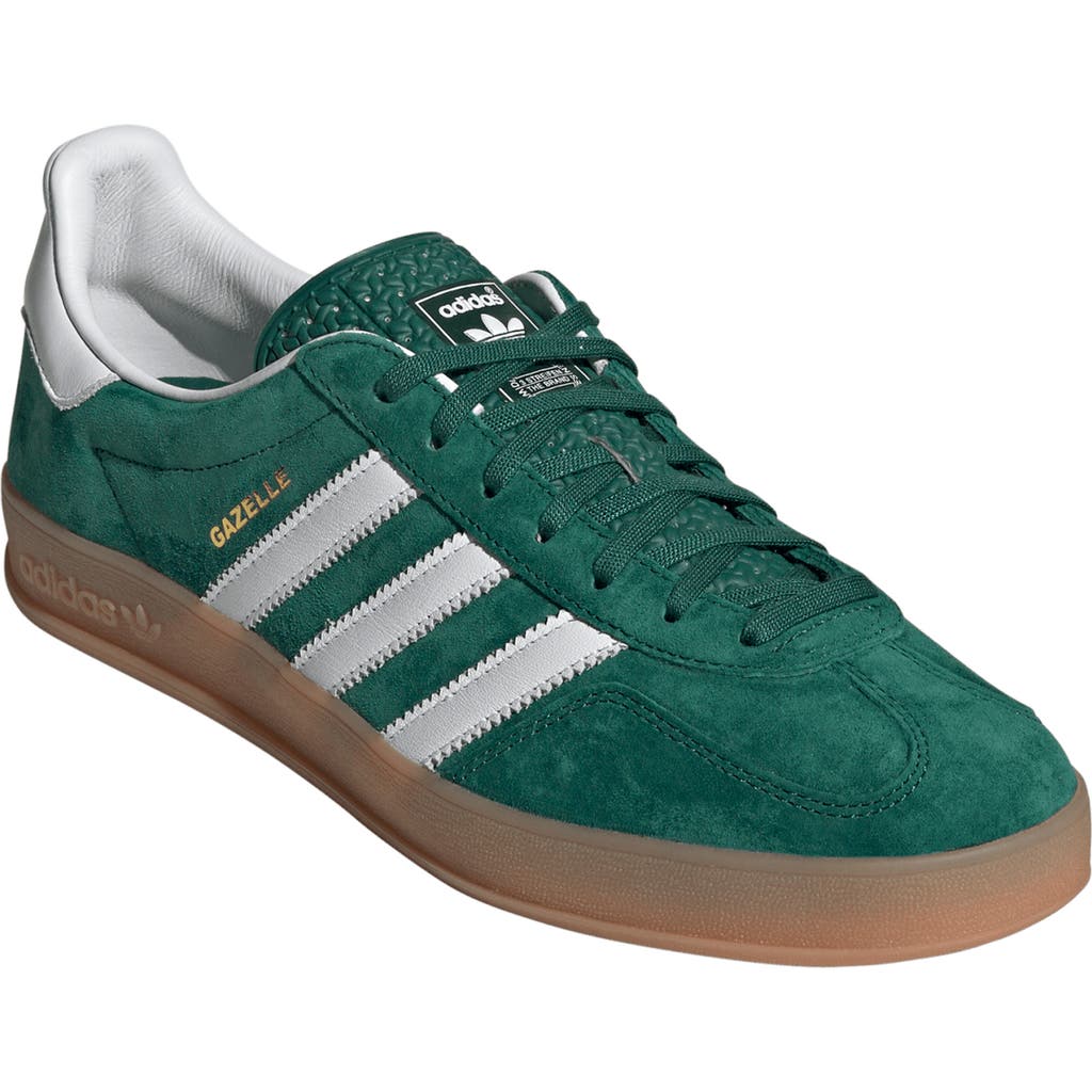 Adidas Originals Gazelle Indoor Sneaker In Green/ Ftwr White/ Gum 2