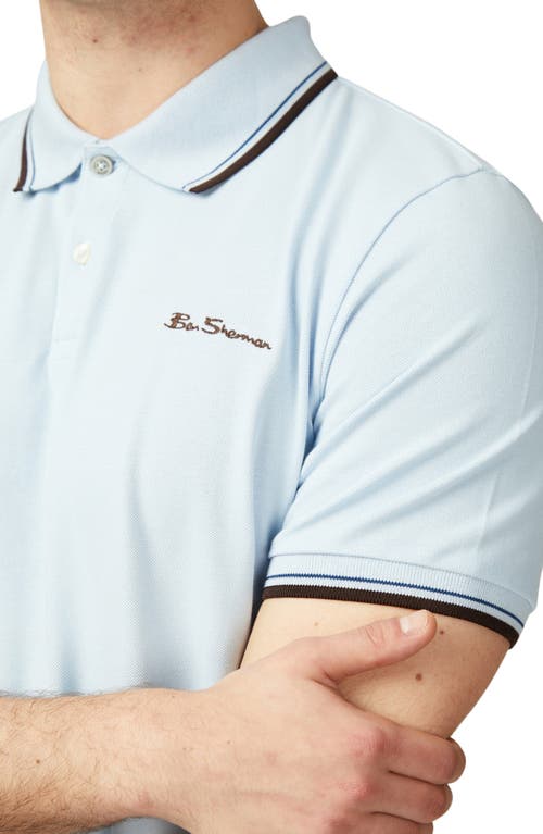 Shop Ben Sherman Signature Tipped Organic Cotton Piqué Polo In Sky