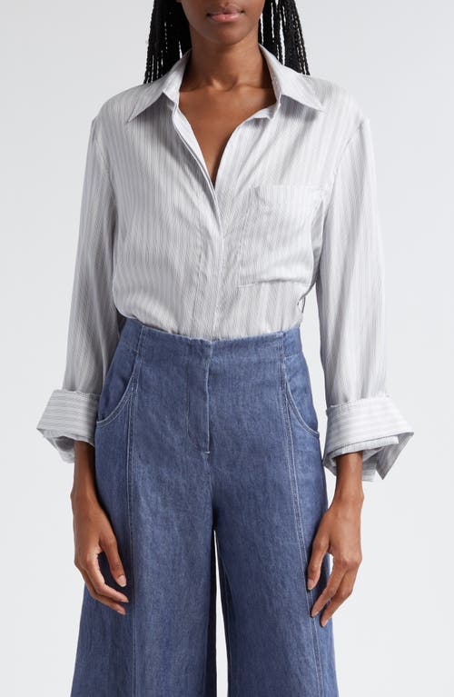 Twp Stripe Boyfriend Shirt In White/blue