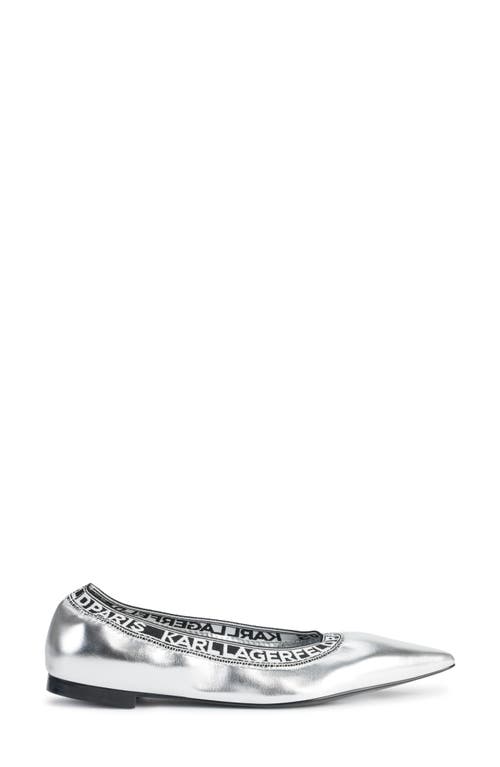 Karl Lagerfeld Paris Vinette Pointed Toe Flat In Silver
