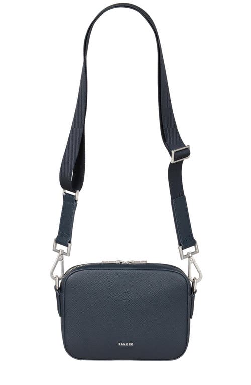 Shop Sandro Small Synthetic Leather Bag In Midnight Blue