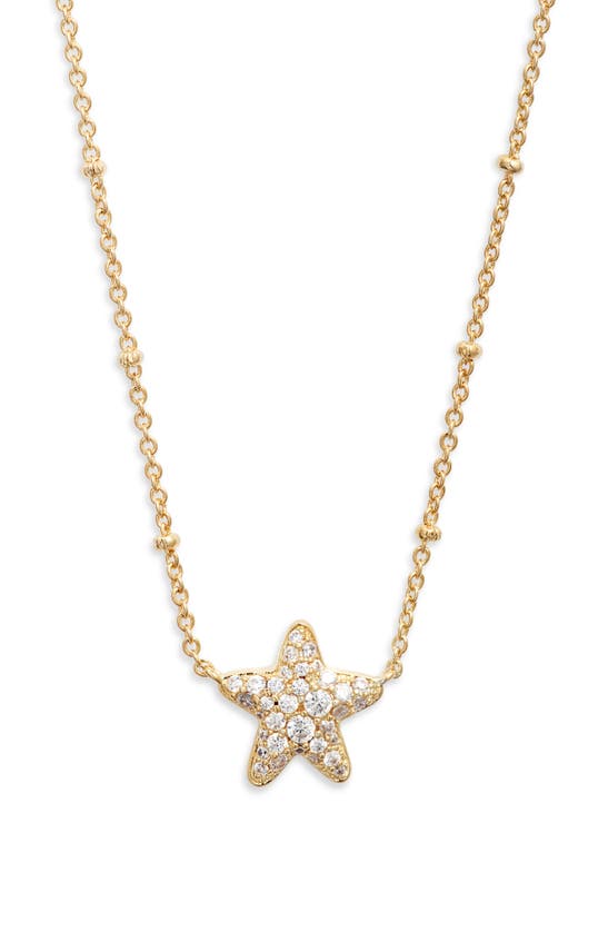 Shop Kendra Scott Jae Pavé Cubic Zirconia Starfish Pendant Necklace In Gold White Crystal