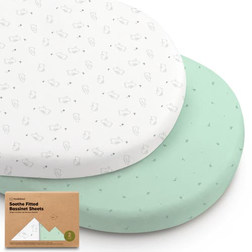 Keababies 2-pack Soothe Fitted Bassinet Sheets In Bunnies