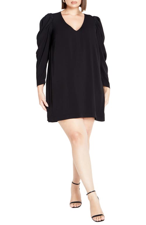 Shop City Chic Katalina Puff Long Sleeve Dress In Black