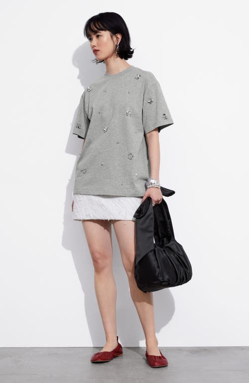 Shop & Other Stories Flower Appliqué Oversize T-shirt In Grey Medium Dusty